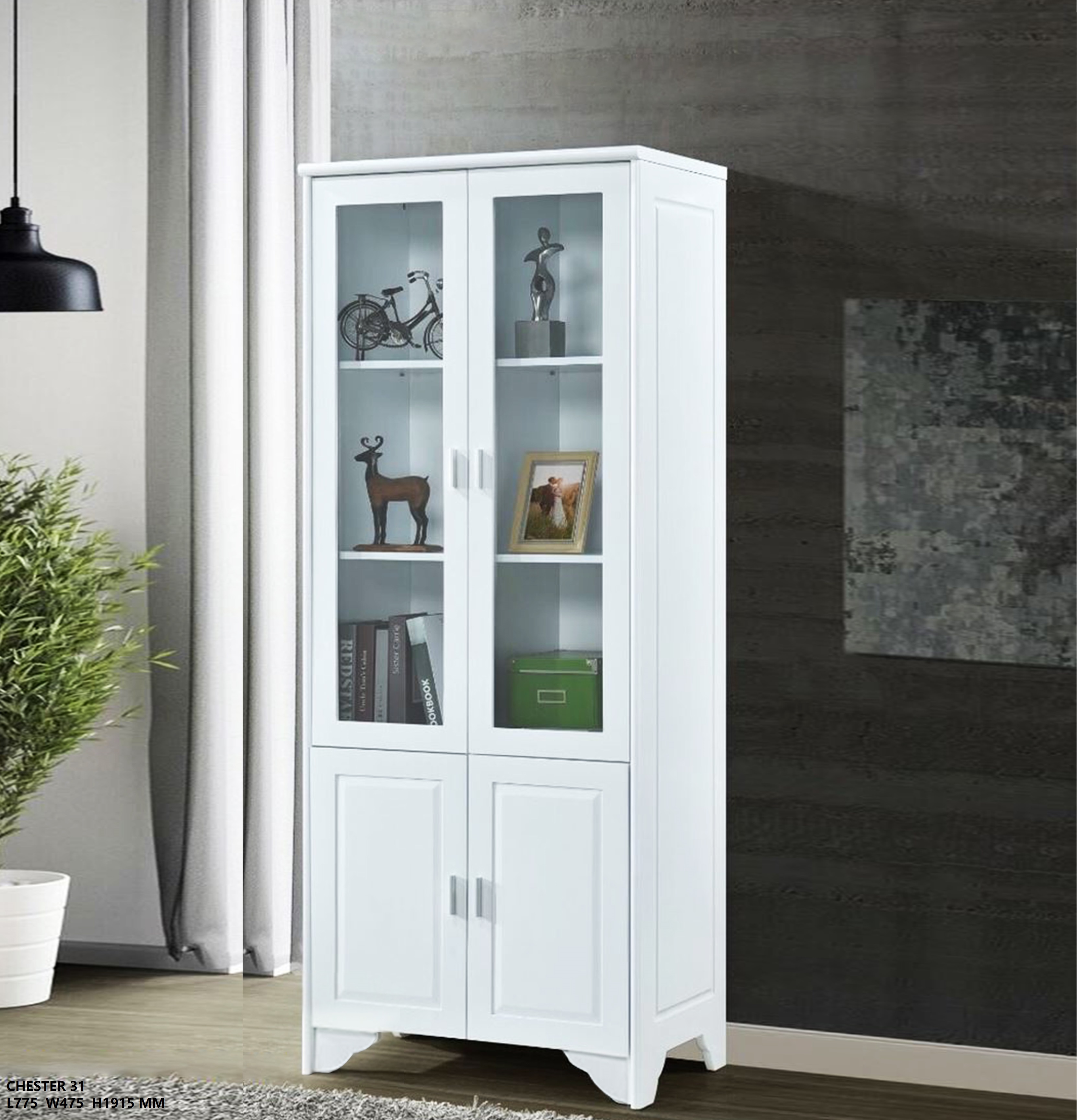 CHESTER 31- 2 DOOR BOOK CABINET * WHITE